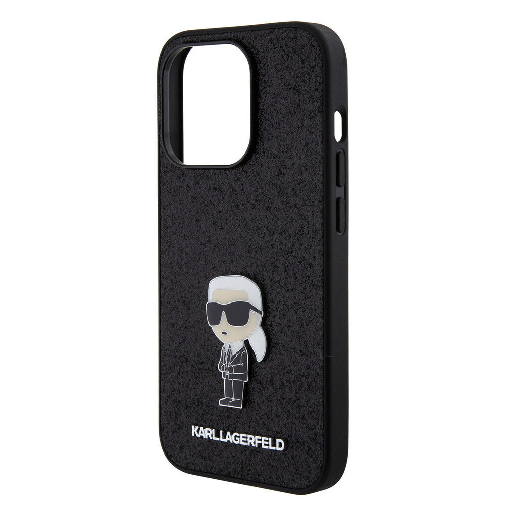 Karl Lagerfeld Karl Lagerfeld iPhone 15 Pro Backcover hoesje - Hardcase Fixed Glitter Ikonik Logo Pin - Zwart Karl Lagerfeld Karl Lagerfeld iPhone 15 Pro Backcover hoesje - Hardcase Fixed Glitter Ikonik Logo Pin - Zwart