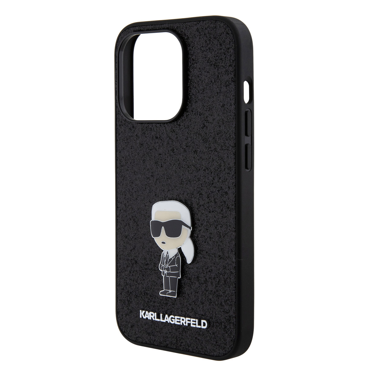 Karl Lagerfeld Karl Lagerfeld iPhone 15 Pro Backcover hoesje - Hardcase Fixed Glitter Ikonik Logo Pin - Zwart, foto 6 van 6