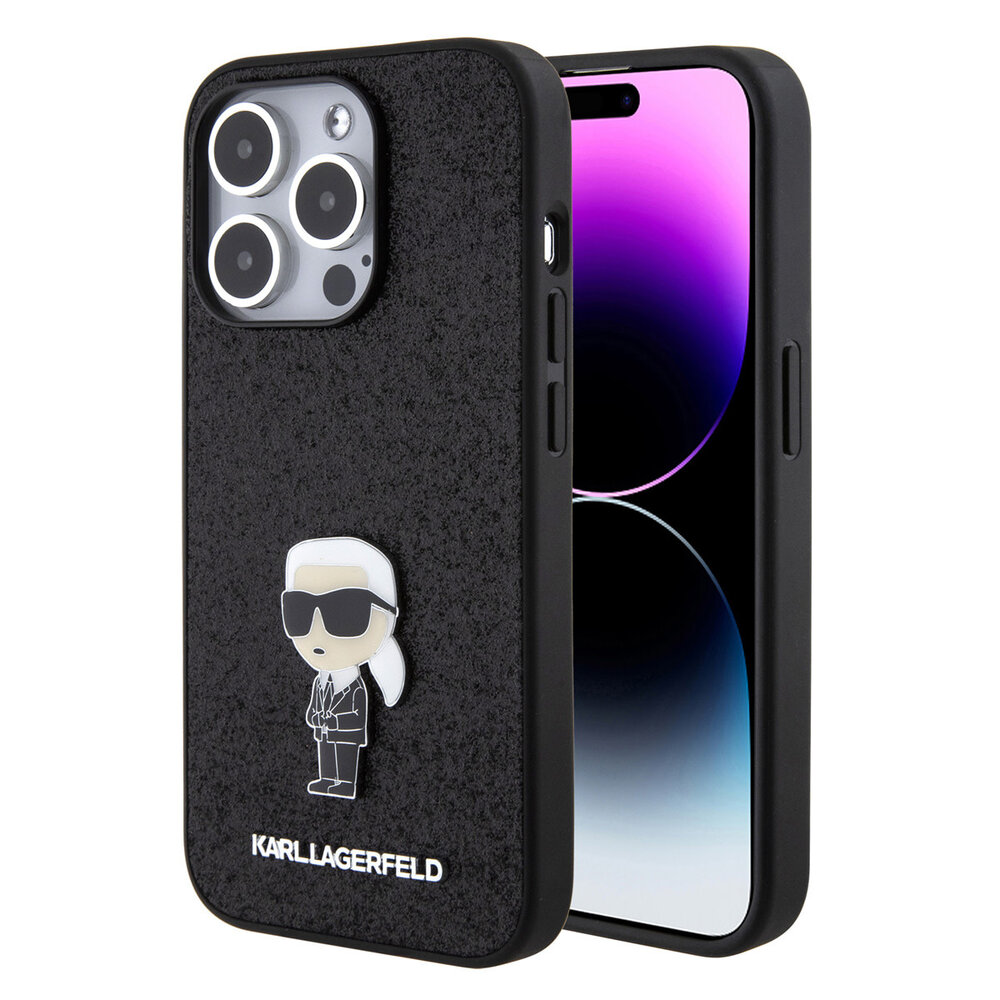 Karl Lagerfeld Karl Lagerfeld iPhone 15 Pro Backcover hoesje - Hardcase Fixed Glitter Ikonik Logo Pin - Zwart Karl Lagerfeld Karl Lagerfeld iPhone 15 Pro Backcover hoesje - Hardcase Fixed Glitter Ikonik Logo Pin - Zwart