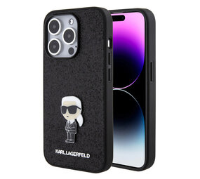 Karl Lagerfeld Karl Lagerfeld iPhone 15 Pro Back cover case - Hardcase Fixed Glitter Ikonik Logo Pin - Black Karl Lagerfeld Karl Lagerfeld iPhone 15 Pro Back cover case - Hardcase Fixed Glitter Ikonik Logo Pin - Black