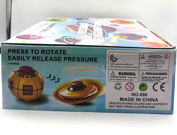 Box of 12 - Press & Spin Ball Spinner Toy - Mix