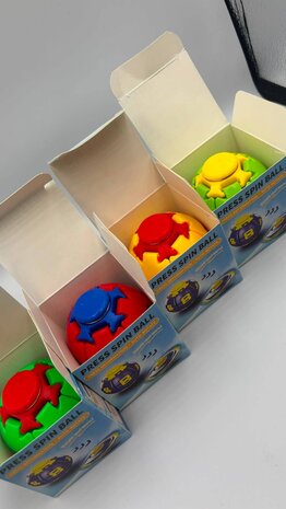 Doos van 12 - Druk & Spin Bal Spinner Speelgoed - Mix Doos van 12 - Druk & Spin Bal Spinner Speelgoed - Mix