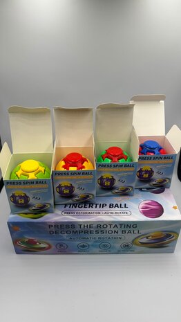 Box of 12 - Press & Spin Ball Spinner Toy - Mix