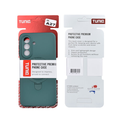 TUNIQ TUNIQ Galaxy A27 Back-Cover hul - Magsafe With stand TPU - Dunkelgrün TUNIQ TUNIQ Galaxy A27 Back-Cover hul - Magsafe With stand TPU - Dunkelgrün