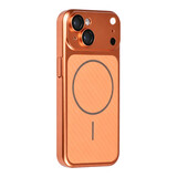 TUNIQ TUNIQ iPhone 15 Back cover case - Magsafe With fiber pattern PC - Orange TUNIQ TUNIQ iPhone 15 Back cover case - Magsafe With fiber pattern PC - Orange