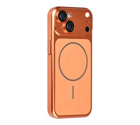 TUNIQ TUNIQ iPhone 15 Back cover case - Magsafe With fiber pattern PC - Orange TUNIQ TUNIQ iPhone 15 Back cover case - Magsafe With fiber pattern PC - Orange