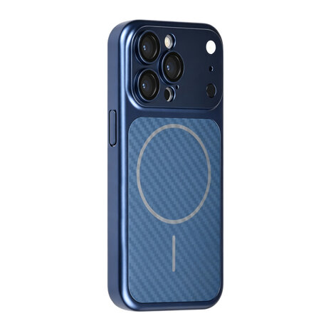 TUNIQ TUNIQ iPhone 15 Pro Back-Cover hul - Magsafe With fiber pattern PC - Blau TUNIQ TUNIQ iPhone 15 Pro Back-Cover hul - Magsafe With fiber pattern PC - Blau