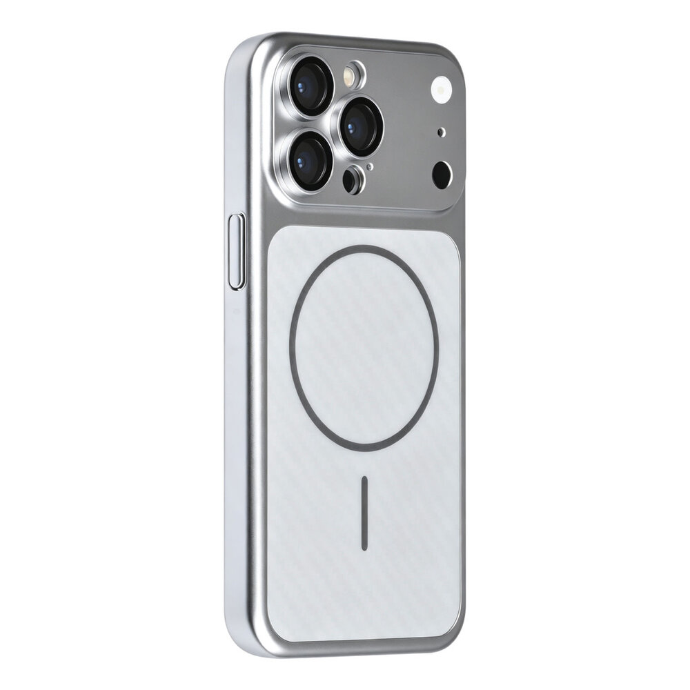 TUNIQ TUNIQ iPhone 15 Pro Max Back cover case - Magsafe With fiber pattern PC - Silver TUNIQ TUNIQ iPhone 15 Pro Max Back cover case - Magsafe With fiber pattern PC - Silver