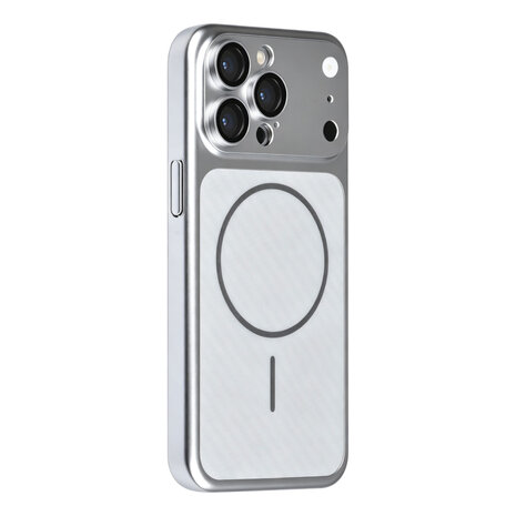 TUNIQ TUNIQ iPhone 15 Pro Max Back cover case - Magsafe With fiber pattern PC - Silver TUNIQ TUNIQ iPhone 15 Pro Max Back cover case - Magsafe With fiber pattern PC - Silver