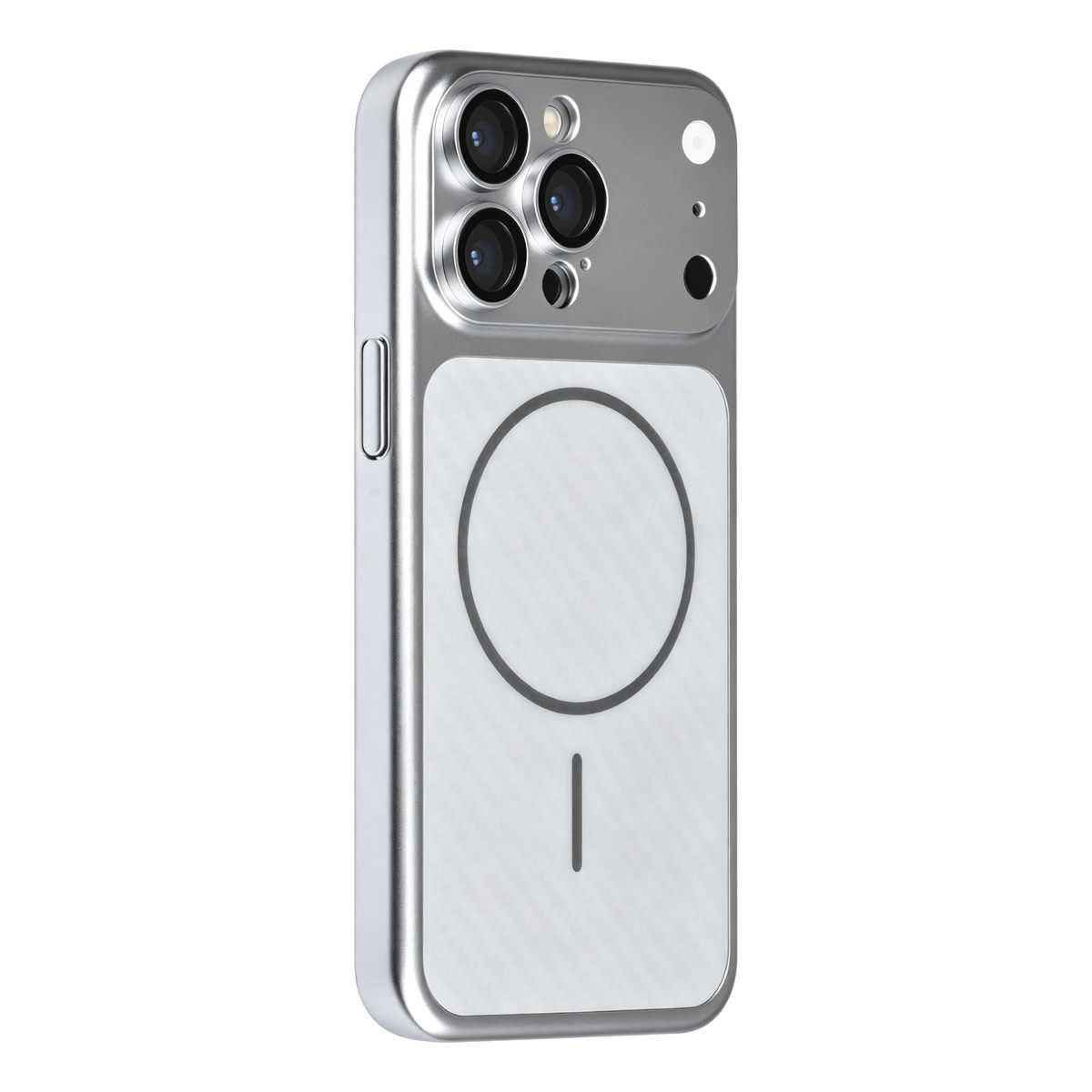 TUNIQ TUNIQ iPhone 15 Pro Max Backcover hoesje - Magsafe With fiber pattern PC - Zilver