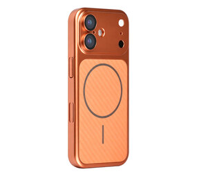 TUNIQ TUNIQ iPhone 16 Back-Cover hul - Magsafe With fiber pattern PC - Orange TUNIQ TUNIQ iPhone 16 Back-Cover hul - Magsafe With fiber pattern PC - Orange