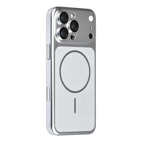 TUNIQ TUNIQ iPhone 16 Pro Max Back cover case - Magsafe With fiber pattern PC - Silver