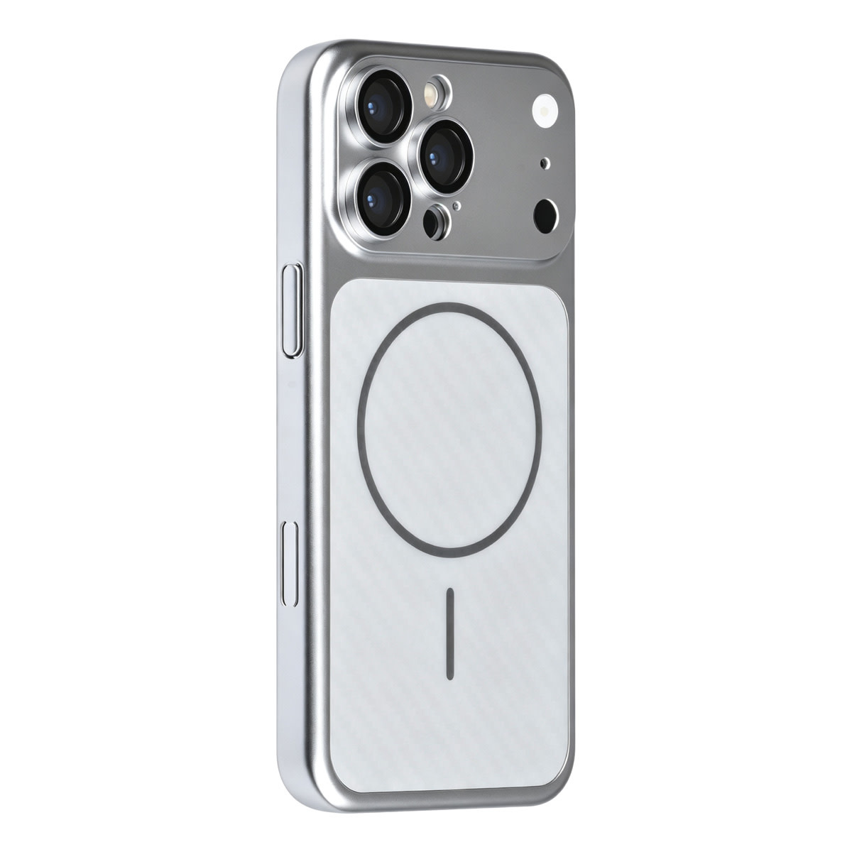 TUNIQ TUNIQ iPhone 16 Pro Max Backcover hoesje - Magsafe With fiber pattern PC - Zilver