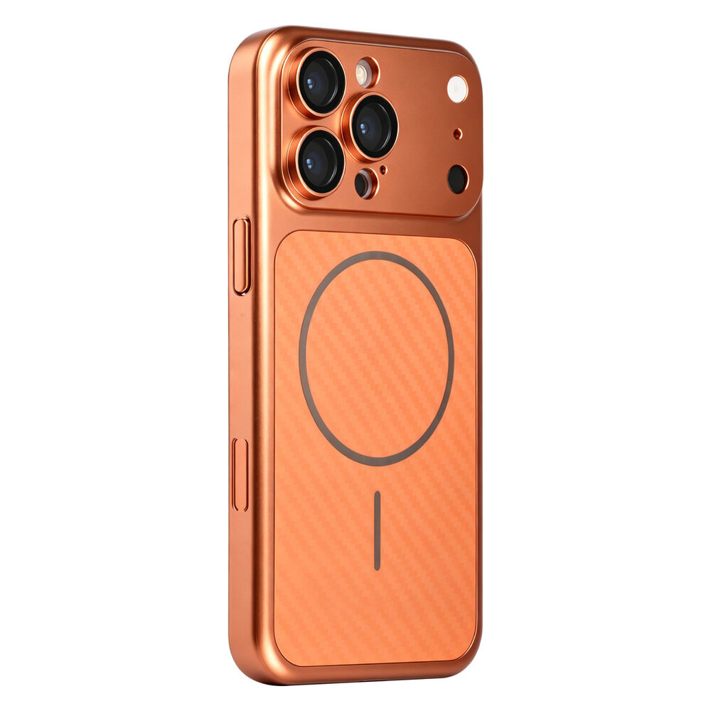 TUNIQ TUNIQ iPhone 16 Pro Max Back cover coque - Magsafe With fiber pattern PC - Orange TUNIQ TUNIQ iPhone 16 Pro Max Back cover coque - Magsafe With fiber pattern PC - Orange