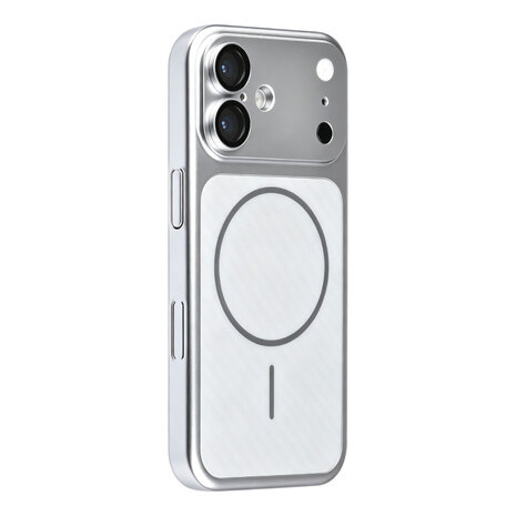 TUNIQ TUNIQ iPhone 17 Back cover case - Magsafe With fiber pattern PC - Silver TUNIQ TUNIQ iPhone 17 Back cover case - Magsafe With fiber pattern PC - Silver