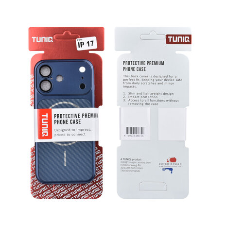 TUNIQ TUNIQ iPhone 17 Back cover coque - Magsafe With fiber pattern PC - Bleu TUNIQ TUNIQ iPhone 17 Back cover coque - Magsafe With fiber pattern PC - Bleu