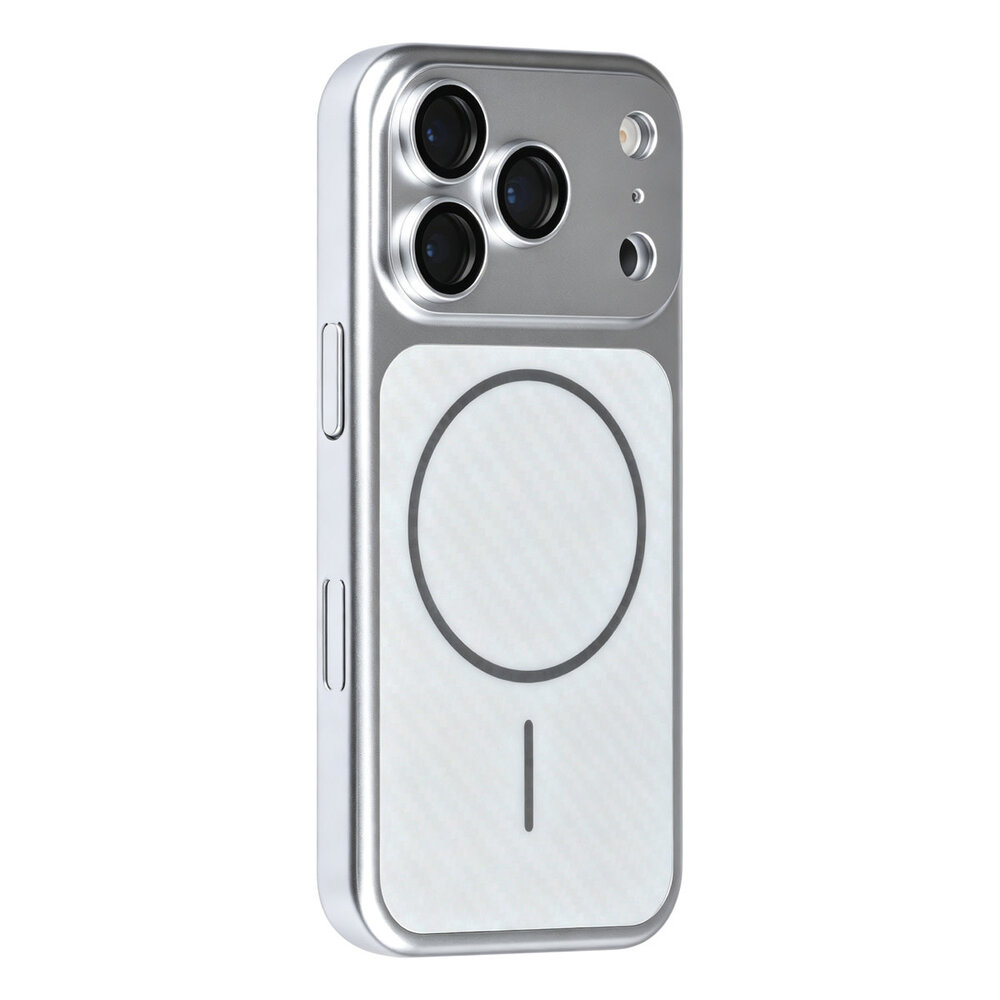 TUNIQ TUNIQ iPhone 17 Pro Back cover case - Magsafe With fiber pattern PC - Silver TUNIQ TUNIQ iPhone 17 Pro Back cover case - Magsafe With fiber pattern PC - Silver