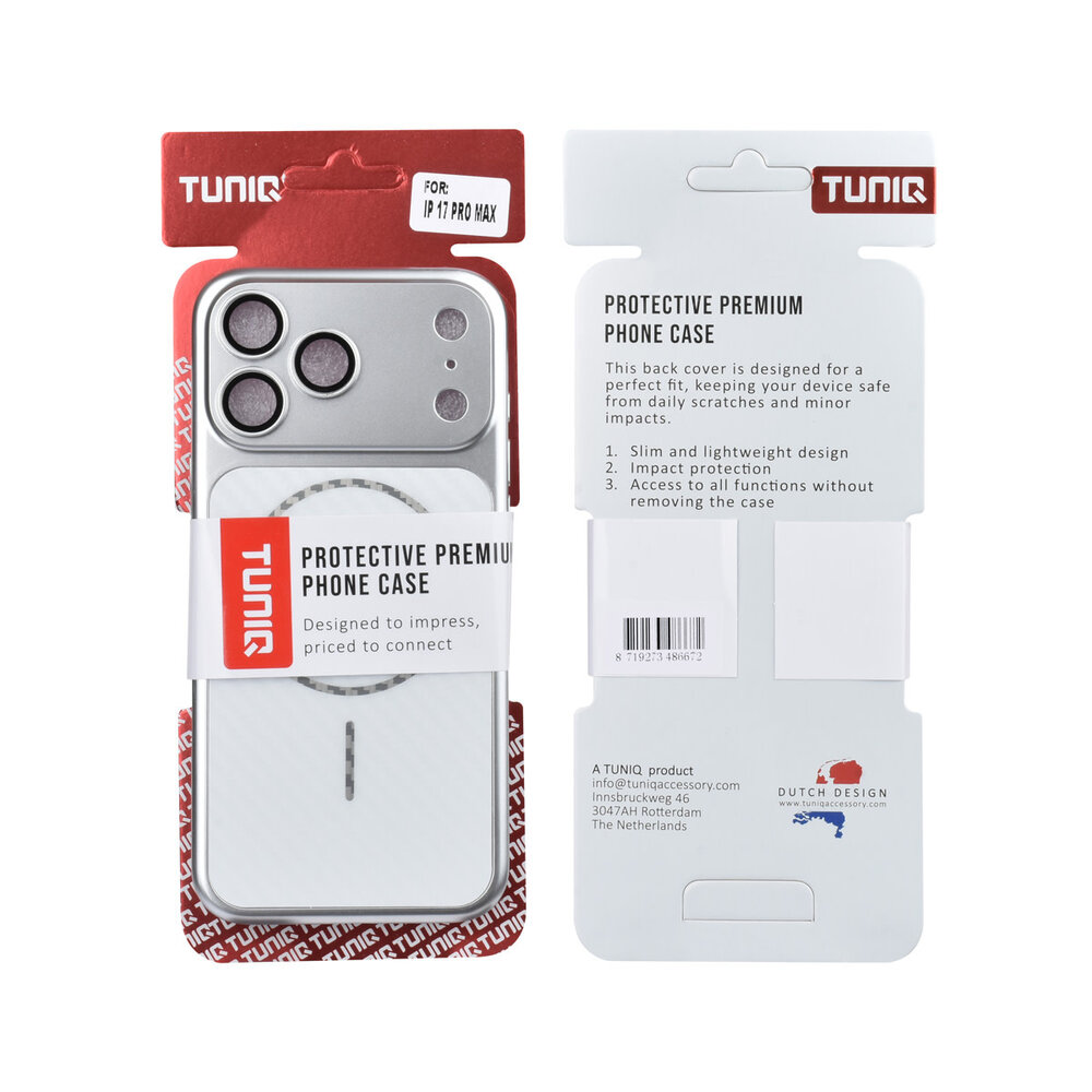 TUNIQ TUNIQ iPhone 17 Pro Max Back cover case - Magsafe With fiber pattern PC - Silver
