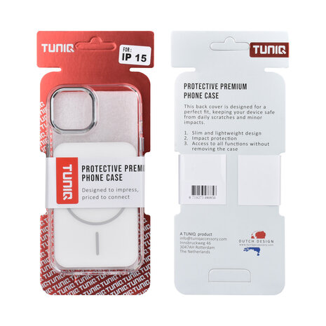 TUNIQ TUNIQ iPhone 15 Back cover case - MagSafe glossy PC - White TUNIQ TUNIQ iPhone 15 Back cover case - MagSafe glossy PC - White