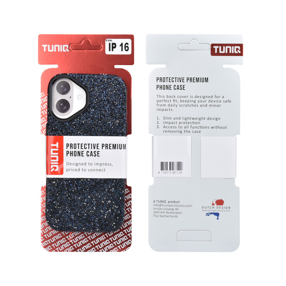 TUNIQ TUNIQ iPhone 16 Back cover case - Glitter Magsafe TPU+PC - Black TUNIQ TUNIQ iPhone 16 Back cover case - Glitter Magsafe TPU+PC - Black