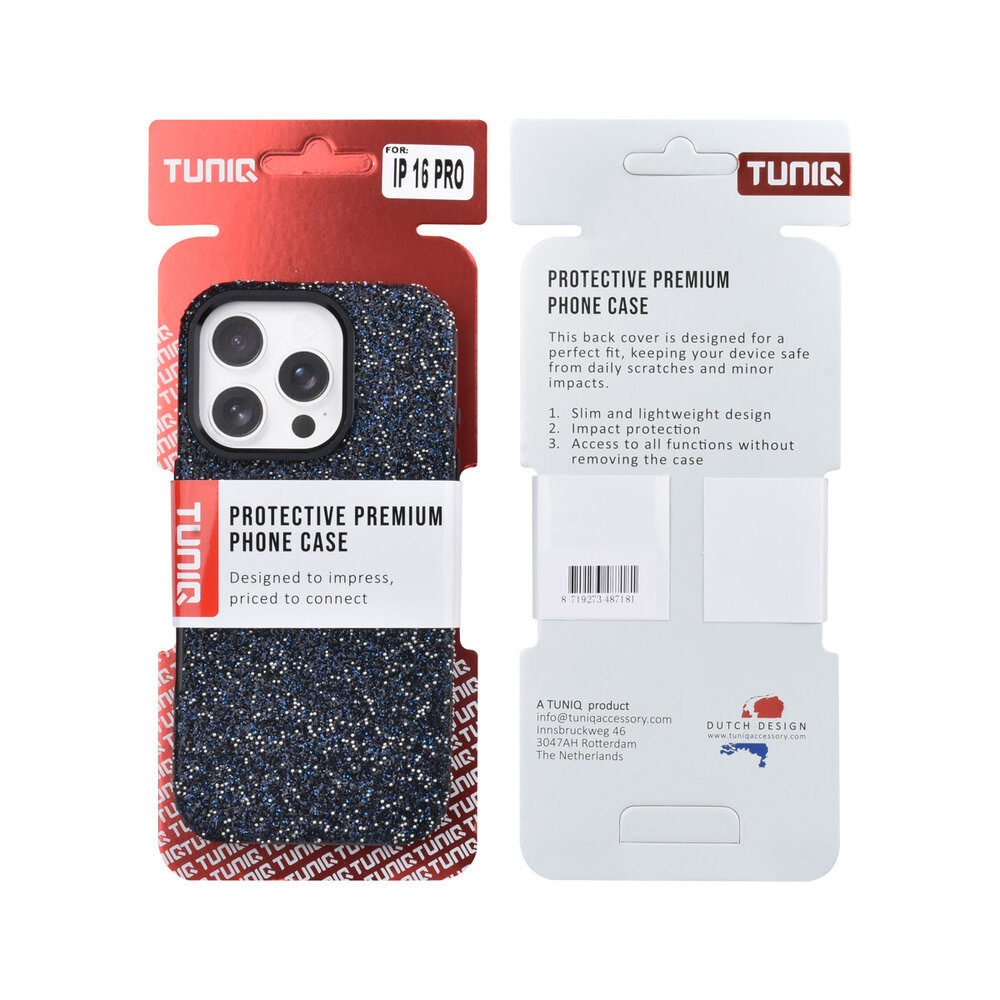 TUNIQ TUNIQ iPhone 16 Pro Back-Cover hul - Glitter Magsafe TPU+PC - Schwarz