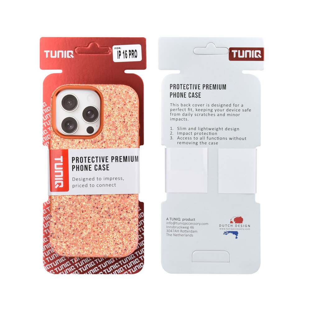 TUNIQ TUNIQ iPhone 16 Pro Back cover case - Glitter Magsafe TPU+PC - Orange TUNIQ TUNIQ iPhone 16 Pro Back cover case - Glitter Magsafe TPU+PC - Orange