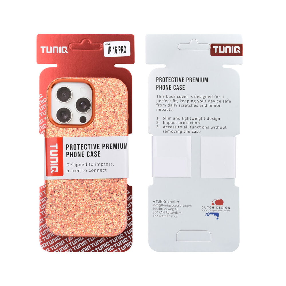 TUNIQ TUNIQ iPhone 16 Pro Backcover hoesje - Glitter Magsafe TPU+PC - Oranje TUNIQ TUNIQ iPhone 16 Pro Backcover hoesje - Glitter Magsafe TPU+PC - Oranje