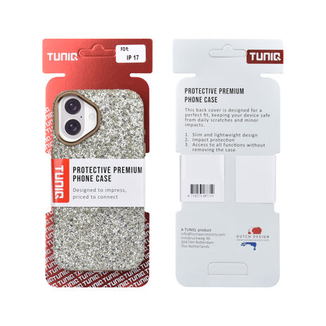 TUNIQ TUNIQ iPhone 17 Back cover case - Glitter Magsafe TPU+PC - Silver TUNIQ TUNIQ iPhone 17 Back cover case - Glitter Magsafe TPU+PC - Silver