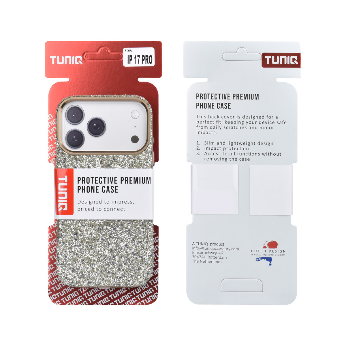 TUNIQ TUNIQ iPhone 17 Pro Backcover hoesje - Glitter Magsafe TPU+PC - Zilver, foto 3 van 4