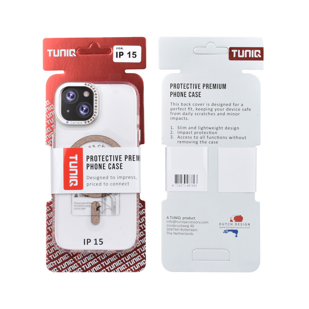 TUNIQ TUNIQ iPhone 15 Backcover hoesje - Diamond MagSafe TPU+PC - Goud TUNIQ TUNIQ iPhone 15 Backcover hoesje - Diamond MagSafe TPU+PC - Goud