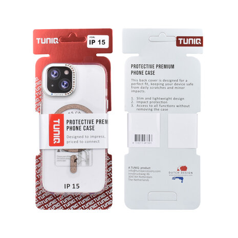 TUNIQ TUNIQ iPhone 15 Backcover hoesje - Diamond MagSafe TPU+PC - Goud TUNIQ TUNIQ iPhone 15 Backcover hoesje - Diamond MagSafe TPU+PC - Goud