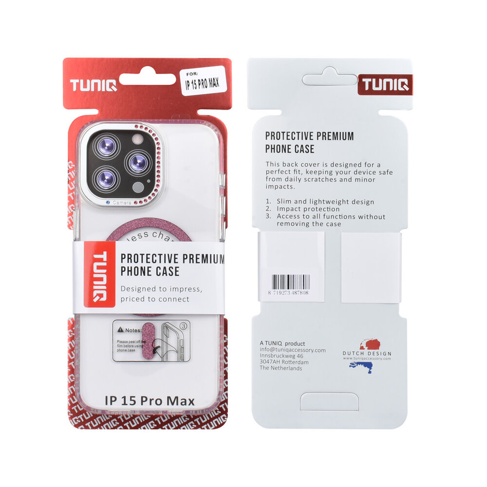 TUNIQ TUNIQ iPhone 15 Pro Max Back cover case - Diamond MagSafe TPU+PC - Pink TUNIQ TUNIQ iPhone 15 Pro Max Back cover case - Diamond MagSafe TPU+PC - Pink