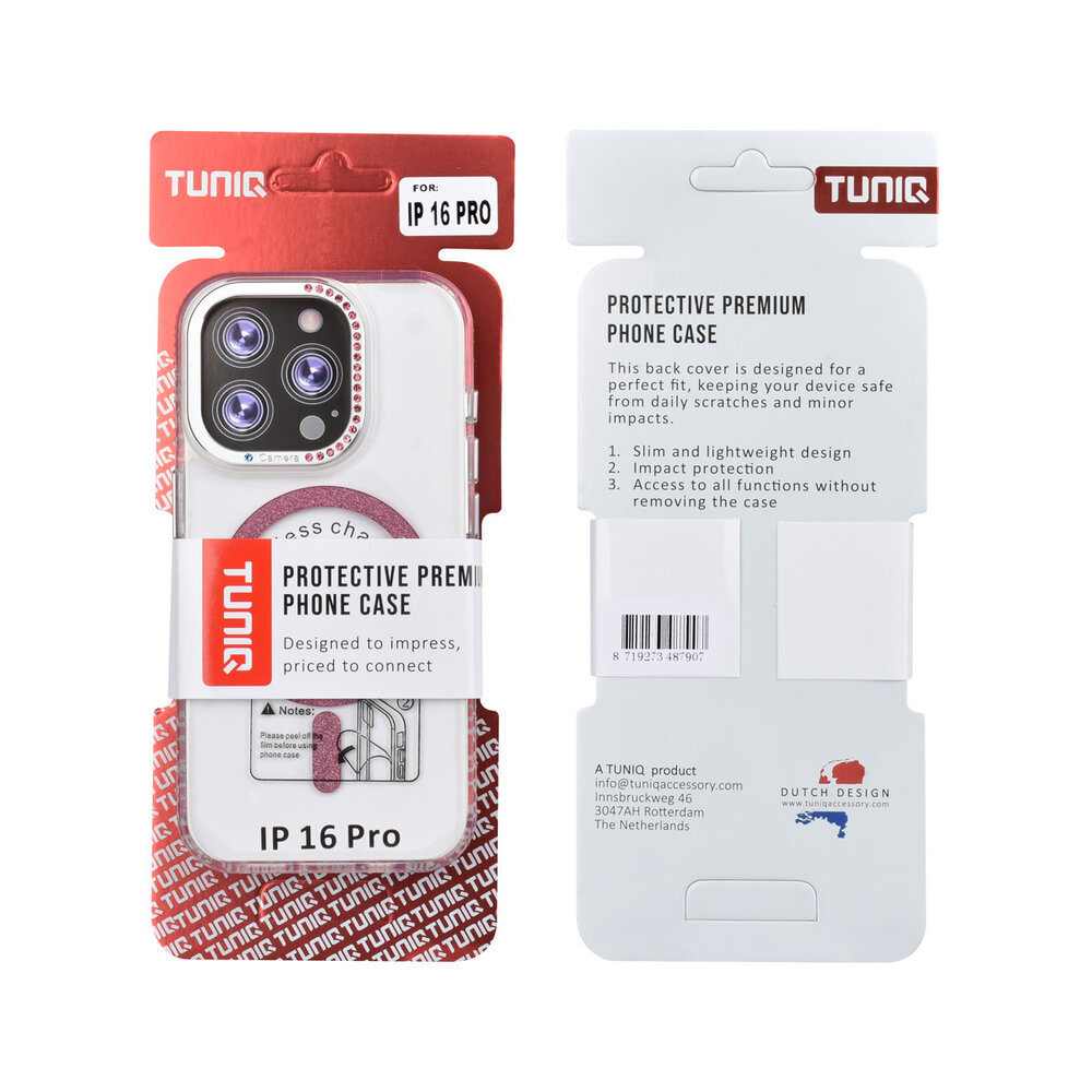 TUNIQ TUNIQ iPhone 16 Pro Back-Cover hul - Diamond MagSafe TPU+PC - Rosa TUNIQ TUNIQ iPhone 16 Pro Back-Cover hul - Diamond MagSafe TPU+PC - Rosa
