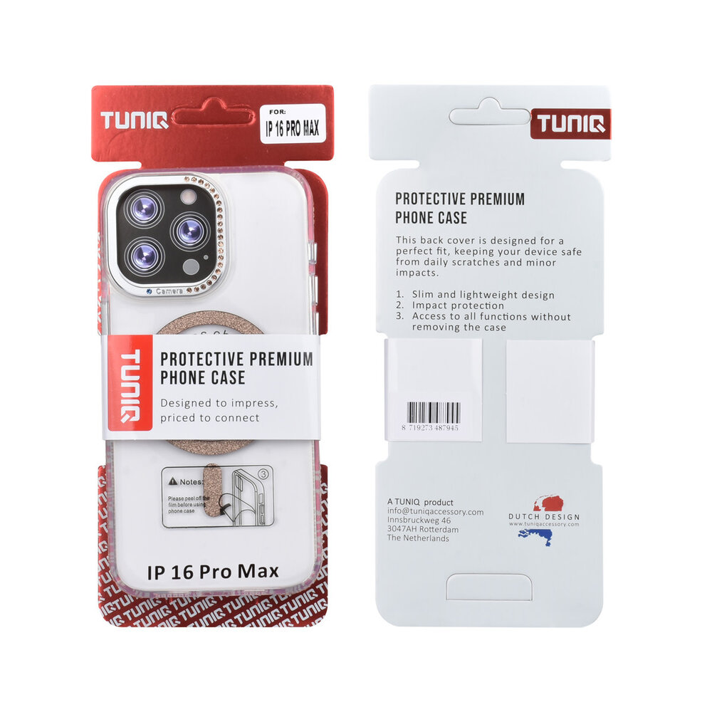 TUNIQ TUNIQ iPhone 16 Pro Max Back-Cover hul - Diamond MagSafe TPU+PC - Gold TUNIQ TUNIQ iPhone 16 Pro Max Back-Cover hul - Diamond MagSafe TPU+PC - Gold