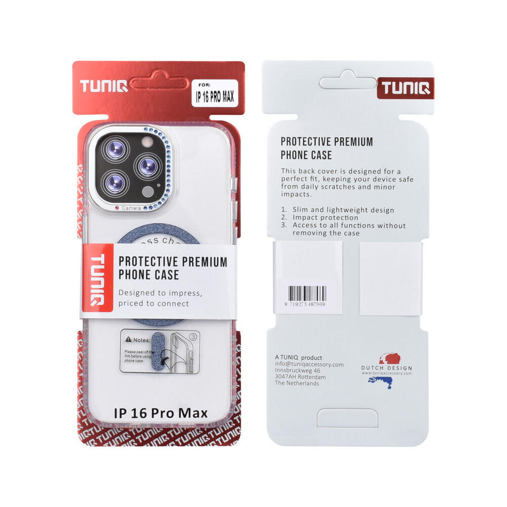 TUNIQ TUNIQ iPhone 16 Pro Max Back cover case - Diamond MagSafe TPU+PC - Blue TUNIQ TUNIQ iPhone 16 Pro Max Back cover case - Diamond MagSafe TPU+PC - Blue