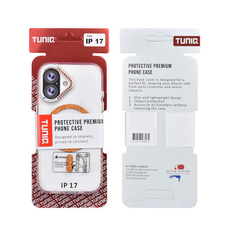 TUNIQ TUNIQ iPhone 17 Back-Cover hul - Diamond MagSafe TPU+PC - Orange TUNIQ TUNIQ iPhone 17 Back-Cover hul - Diamond MagSafe TPU+PC - Orange