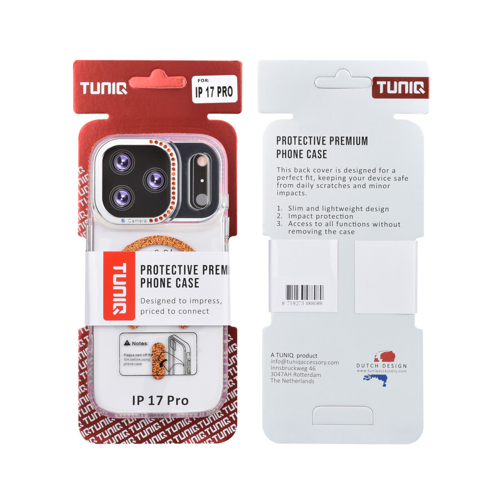 TUNIQ TUNIQ iPhone 17 Pro Back cover case - Diamond MagSafe TPU+PC - Orange TUNIQ TUNIQ iPhone 17 Pro Back cover case - Diamond MagSafe TPU+PC - Orange