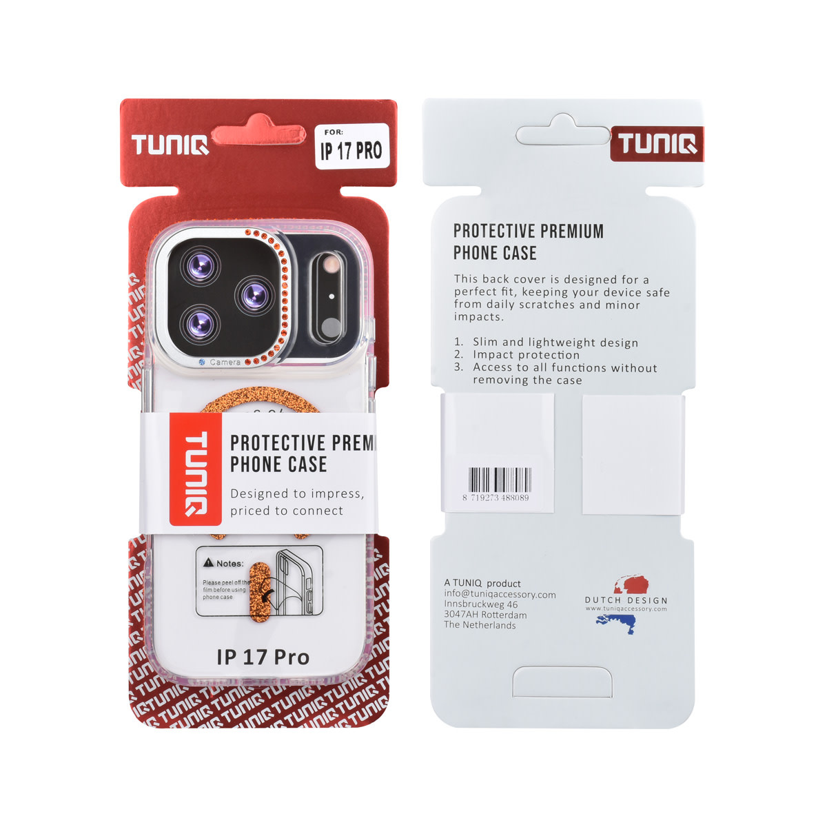 TUNIQ TUNIQ iPhone 17 Pro Backcover hoesje - Diamond MagSafe TPU+PC - Oranje, foto 3 van 4