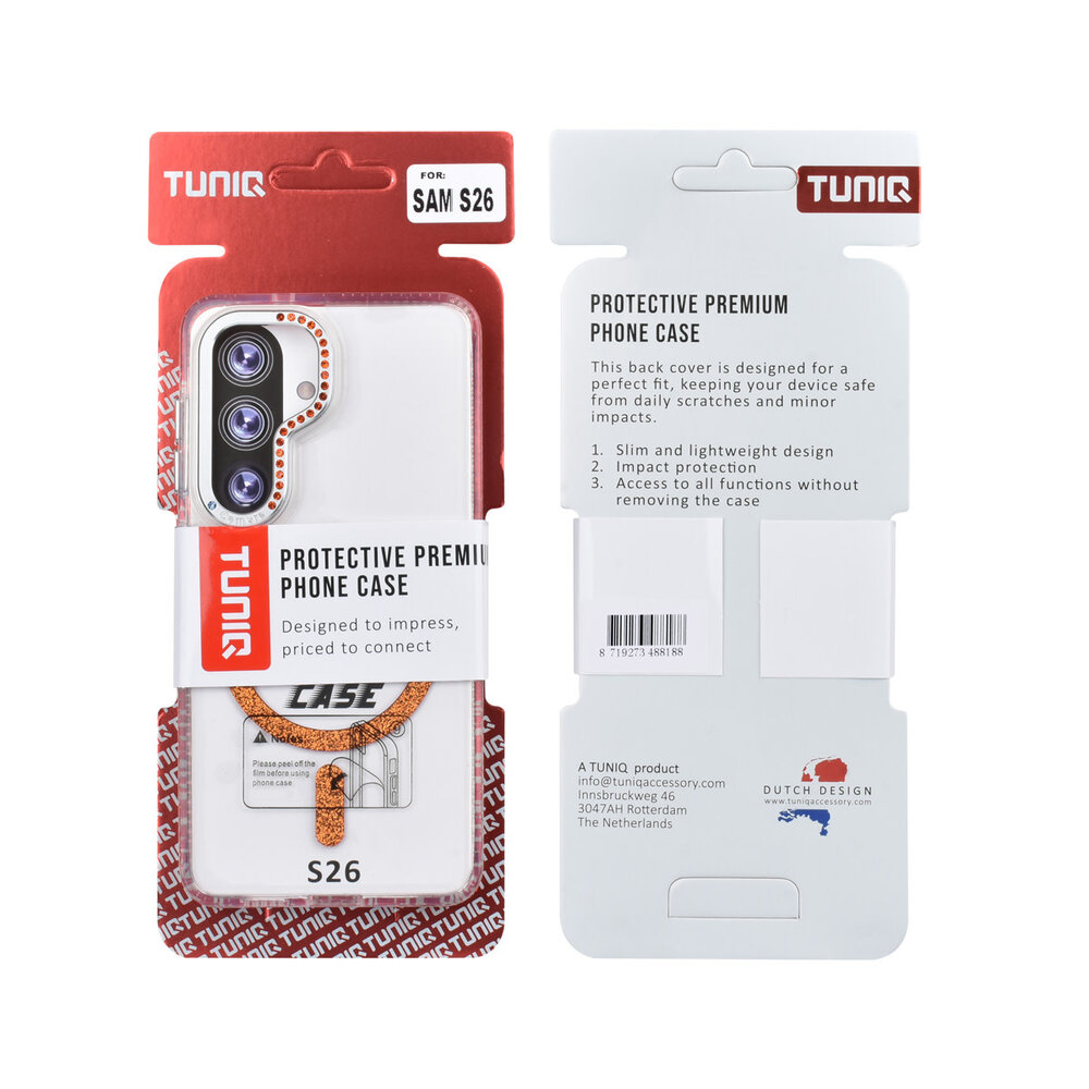 TUNIQ TUNIQ Galaxy S26 Back-Cover hul - Diamond MagSafe TPU+PC - Orange