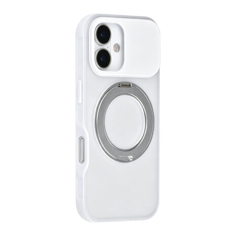 TUNIQ TUNIQ iPhone 16 Back-Cover hul - 360 rotation stand MagSafe - Weiß