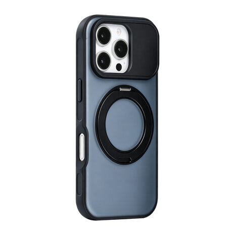 TUNIQ TUNIQ iPhone 16 Pro Back-Cover hul - 360 rotation stand MagSafe - Schwarz TUNIQ TUNIQ iPhone 16 Pro Back-Cover hul - 360 rotation stand MagSafe - Schwarz