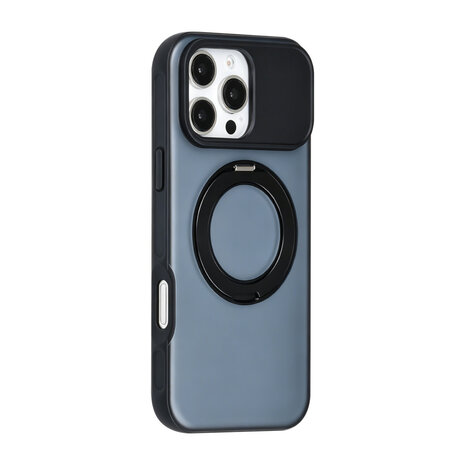 TUNIQ TUNIQ iPhone 16 Pro Max Back cover case - 360 rotation stand MagSafe - Black TUNIQ TUNIQ iPhone 16 Pro Max Back cover case - 360 rotation stand MagSafe - Black