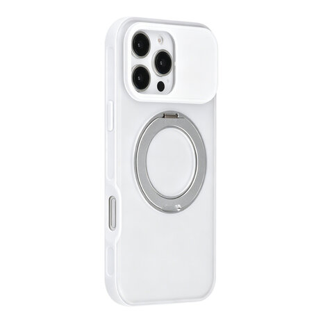 TUNIQ TUNIQ iPhone 16 Pro Max Back-Cover hul - 360 rotation stand MagSafe - Weiß