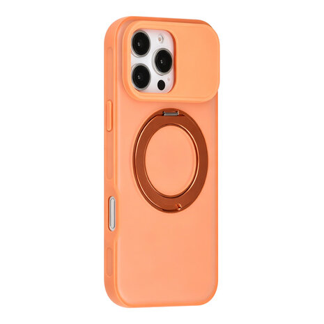 TUNIQ TUNIQ iPhone 16 Pro Max Back-Cover hul - 360 rotation stand MagSafe - Orange TUNIQ TUNIQ iPhone 16 Pro Max Back-Cover hul - 360 rotation stand MagSafe - Orange