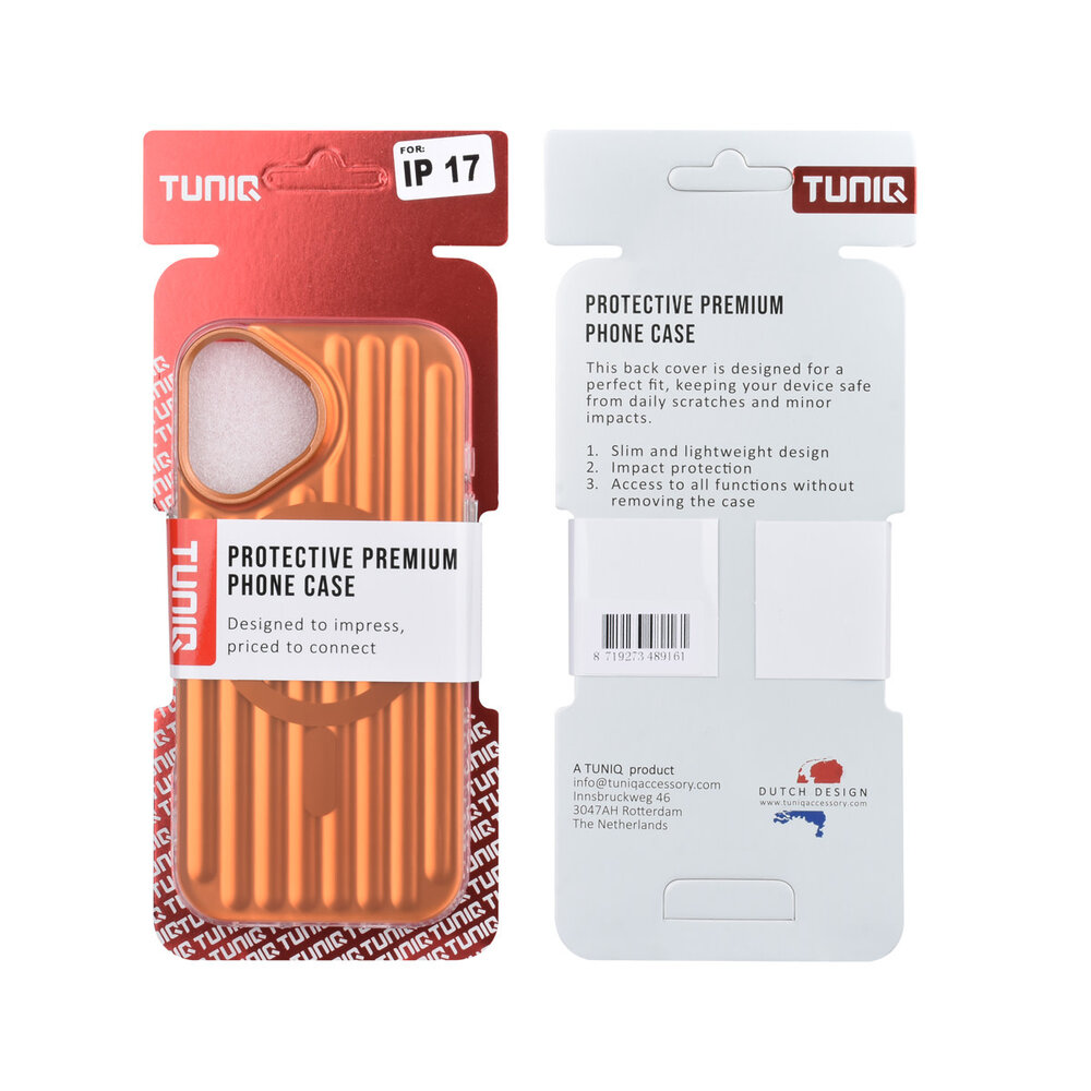 TUNIQ TUNIQ iPhone 17 Backcover hoesje - luggage IMD MagSafe - Oranje TUNIQ TUNIQ iPhone 17 Backcover hoesje - luggage IMD MagSafe - Oranje