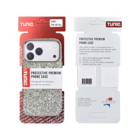 TUNIQ TUNIQ iPhone 18 Pro Back cover coque - Glitter Magsafe TPU+PC - Argent TUNIQ TUNIQ iPhone 18 Pro Back cover coque - Glitter Magsafe TPU+PC - Argent