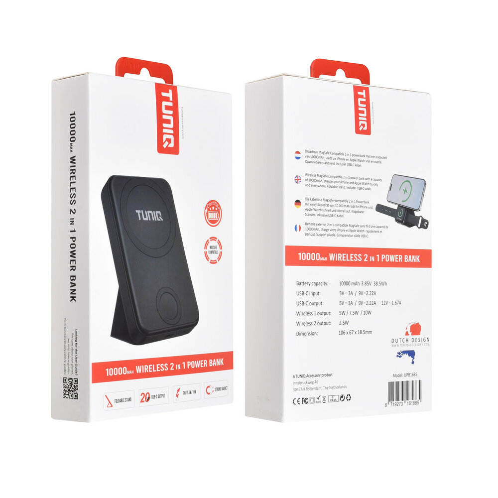 TUNIQ TUNIQ Powerbank - Wireless Powerbank - Zwart