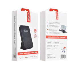 TUNIQ TUNIQ Powerbank - Wireless Powerbank 10000mAH 2 in 1 - Zwart TUNIQ TUNIQ Powerbank - Wireless Powerbank 10000mAH 2 in 1 - Zwart