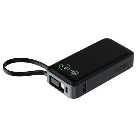 TUNIQ TUNIQ Powerbank - Powerbank 10000mAH With Built In Cable - Zwart