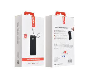 TUNIQ TUNIQ Powerbank - Powerbank 10000mAH With Built In Cable - Zwart